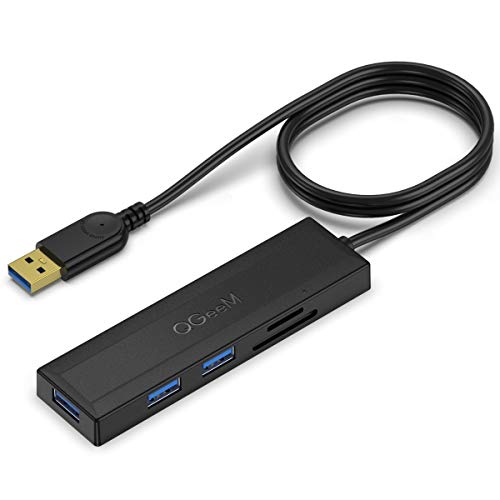 USB 3.0 Hub,QGeeM 5 in 1 USB Hub for Laptop,2.5ft USB Extended Cable