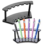 2 Pieces Plastic Pen Holder Stand Pen Display Stand,6 Slots Pen Makeup Brush Rack Organizer Eyebrow Pen Stand Clear Pen Display Rack for School Office Home Store Craft Shows
