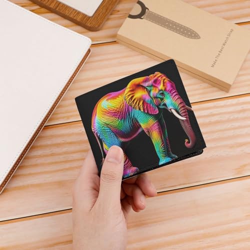 Colorful Elephants Wallet Elegant Leather Wallets with ID Window & 2 Card Slots, Slim Bifold Wallet for Men Women4