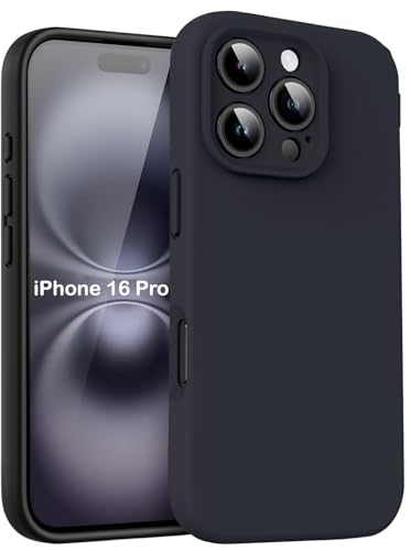 Image of mobistyle Designed for iPhone 16 Pro | Soft Liquid Silicone Slim Protective with Microfiber Lining | Phone Back Cover Case for iPhone 16 Pro (Liquid Silicone Black)