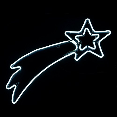 Mr Crimbo Neon White LED Shooting Star Christms Rope Light Static Outdoor Garden Xmas Decoration 75x28cm