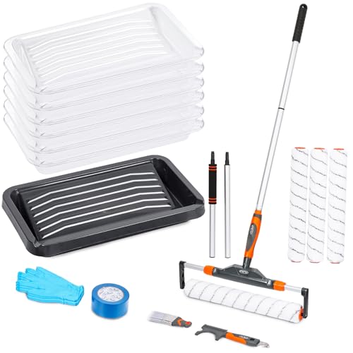 PinStone 22pcs 12-18 Adjustable Large Paint Roller with Tray & Liners Kit