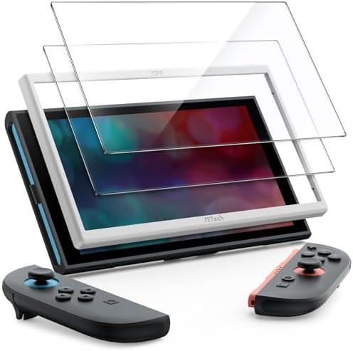 JETech Película de Vidro Temperado para Nintendo Switch 2 2025, Protetor de Tela 9H com Ferramenta de Fácil de Instalar, Antirriscos, HD Transparente, Pacote com 2