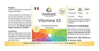 Vitamina K2 MK7 100 mcg (Menachinone naturale MK-7) - 100 capsule pure | Warnke Vitalstoffe - Qualità da farmacia tedesca