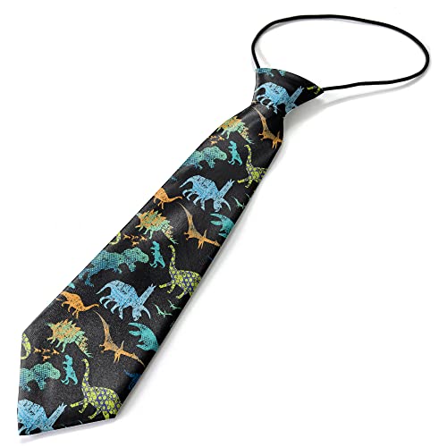 KAWAMOUSE Toddler Size ( Dinosaur ) Pre-Tied Adjustable Novelty Necktie, Fashion Conversational Neck Strap Ties for Boys and Children, for Wedding Parties Events