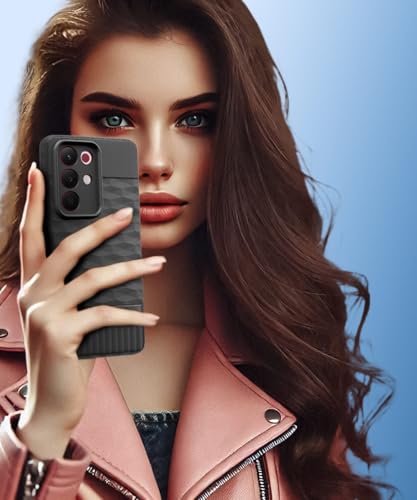 Image of WOW IMAGINE Back Cover for Realme Narzo 90X 5G / Realme C85 5G / Realme 15X 5G with Hexa Cube Design | Rubberised Case | Inner Velvet Fabric | Silicone Flexible Mobile Case | Camera Protection - Black