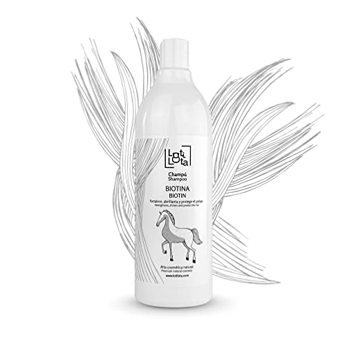 LOTI LOTA Champú Biotina de Caballos - 1 litro - Sin Colorantes ni Perfumes - Vitamina B7 - Todo Tipo de Razas - Uso Frecuente - Máxima Calidad