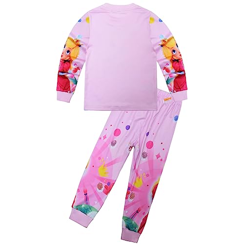 Girls Princess Pink Pajama Sets Toddler 2Pcs Cartoon Sleepwear Kids Long Pjs For Girls Cute Graphic Homewear2