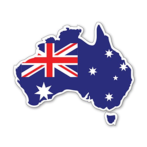 Australia Map Silhouette Flag Vinyl Sticker, 95mm by 82mm, Car Van iPad Laptop Decal