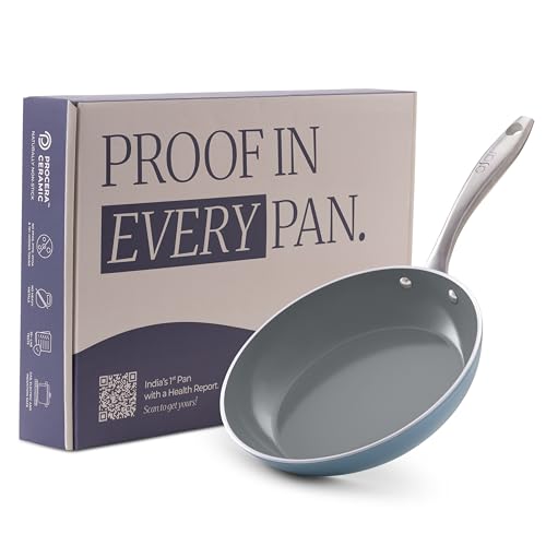 Image of Asai Ceramic Non Stick Fry Pan 24cm with Silicone Spatula | Blue | 100% Toxin Free | No PFAS, PFOA, PTFE | Superior Swiss Ceramic | Induction Safe | Non Stick Frying Pan, Egg Pan | Lab Tested