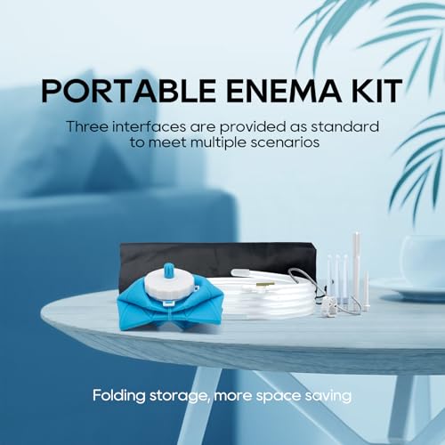 GNEGKLEAN Collapsible Silicone Enema Bag Bottle with 5.2ft Hose, 5 Enema Tips, Controllable Flow Valve – 1.2 L Capacity Coffee enemas kit for Colon Cleanse Men and Women