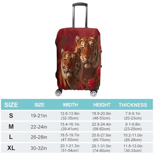 Tiger And Rose Funny Travel Luggage Cover Baggage Suitcase Cover Protector Skins 19-32 Inch2