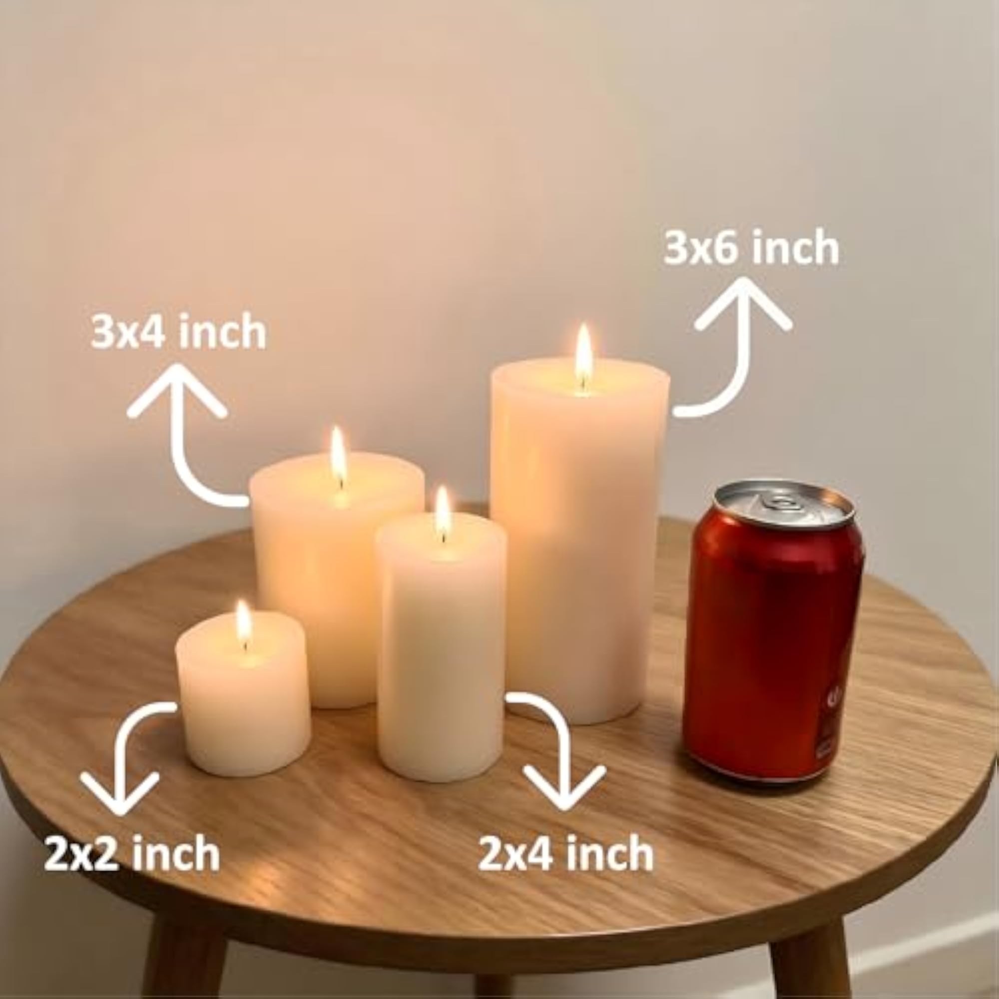 12 Pack Pillar Candles, 2x4 Inch