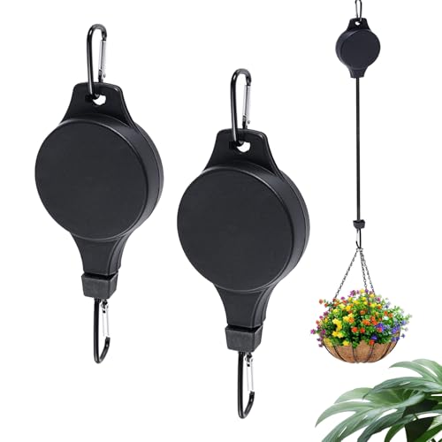 BSITSSS 2 Pièces Poulie Suspendue Rétractable, Poulie de Suspension Rétractable Solide Extensible, Poulies de Plantes Réglables pour paniers Suspendus et...