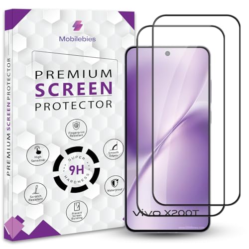 Image of Premium Tempered Glass Screen Protector Guard For Vivo X200T 5G (6.67 Inch, Pack of 2) | Edge to Edge Coverage With Easy to installation kit