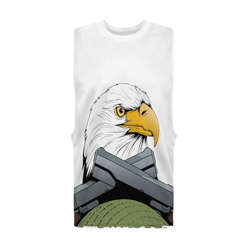 Image of Zhyaj Summer Tanks Top for Men Flag Graphic Print Sleeveless Shirts Casual Working Out Vest T-Shirts Loose-Fit Men's Tank