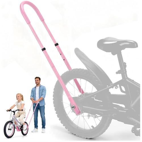 LEICHTEN Bike Training Handle for Kids 6-Level Height Adjustable Extended Bicycle Trainer Sturdy Bike Accessories for Kids Balance Bike Handle for Teaching Riding Without Training Wheels Pink