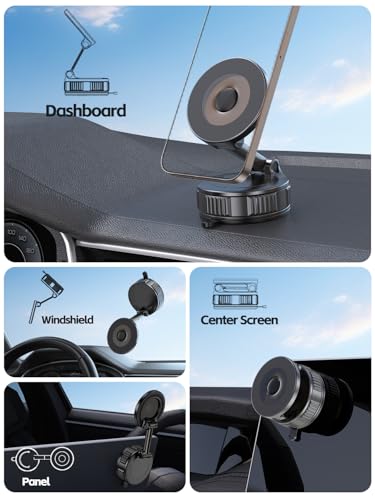 Image of Car Phone Holder Compatible with Magsafe [60+LBS Strongest Suction & 2800gf Magnetic] 360 Adjustable Car Phone Mount, Phone Holders for Your Car for iPhone 17 Pro Max 16 15 14 13 12 Air Plus