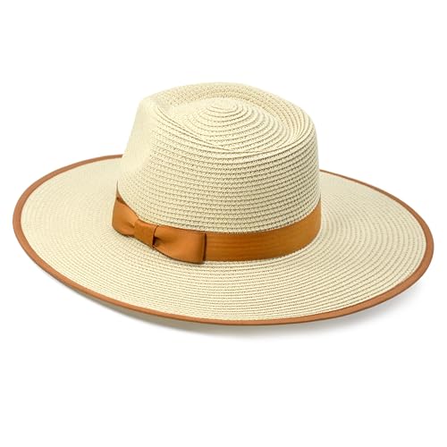 Sombrero unisex de ala ancha tipo panamá para sol miniatura 2