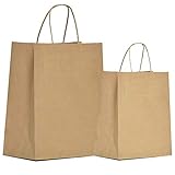 Kraft Paper Bags with Handles Bulk 10x5x13 and 8x4.75x10.5 totally 100 Pcs Kraft Bags, Brown Paper...