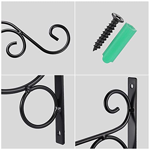Miniatura 8 de Zocipro 2pcs Soporte Para Macetas Colgantes De Metal Exterior, 29x20cm Gancho Pared De Hierro, Sencillo Soporte Jardinera Balcon, Para Exterior Decoración De Jardín, Macetas, Linterna