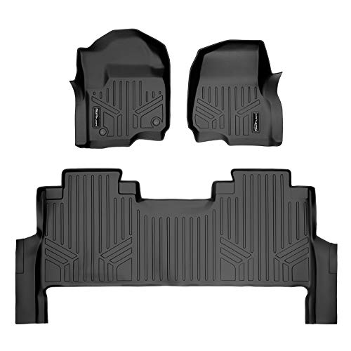 MAXLINER Custom Floor Mats 2 Row Liner Set Black Compatible with 2017-2022 Ford F-250/F-350 Super Duty Crew Cab with 1st Row Bench Seat