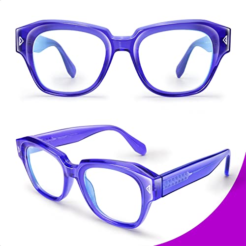 Image of VISOONE Acetate Blue Light Blocking Glasses Square with Anti Computer Glare for Gaming Women and Men GROUSE