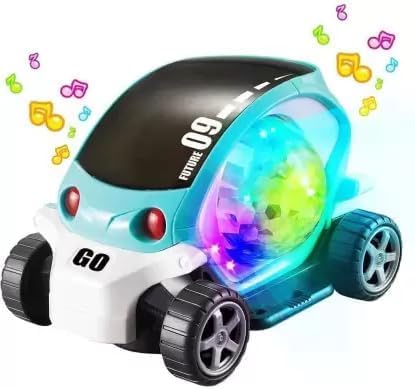 Image of Prime Musical 360-Degree Rotating Stunt Car Bump and Go Toy with Flashing Light & Music with Colorful Lighting for Kids (Stunt Car)