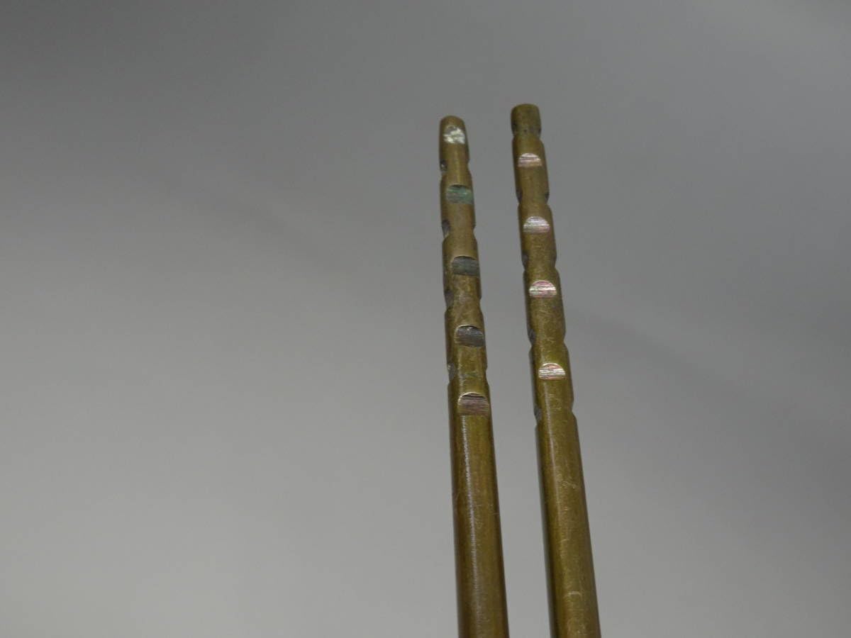 Ｒ７９４　火箸　『木村清雲造』『南鐐』『四方透し』『飾頭火箸』　共箱　茶道具 R794 火箸 『木村清雲造』『南鐐』『四方透し』『飾頭火箸』 共箱