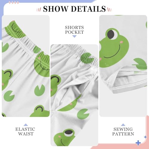 Boys' Pants Happy Frogs Green Leaves Long Bottoms Jogger Pants Elastic Waist Trousers with Pockets S-XL4