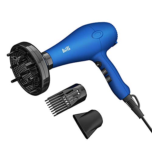 1875W BLUE Hair Dryer Negative Ionic Dryer with DC motor 2 Speeds & 3 Temperatures Settings With 3 Professional Attachments Lightweight Hair Blow Dryers