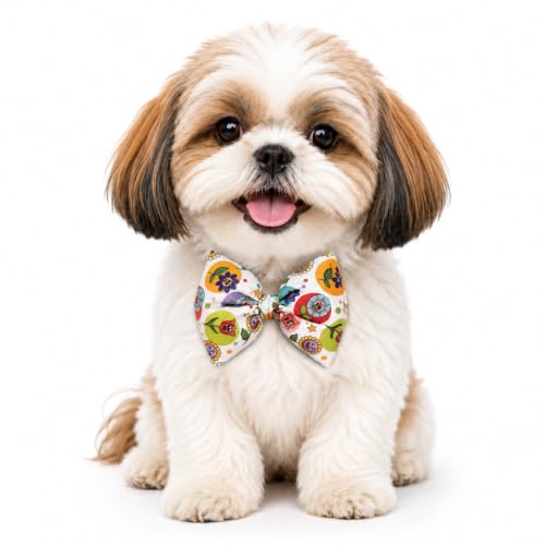 Image of cotton Dog /Cat Bow Tie | Adjustable & Stylish Bow Tie for Small,Medium to Large Dogs & Cats | Festive Pet Bow Tie for Christmas,Birthday and Weddings (Floral Pattern),multicolor,1 Count