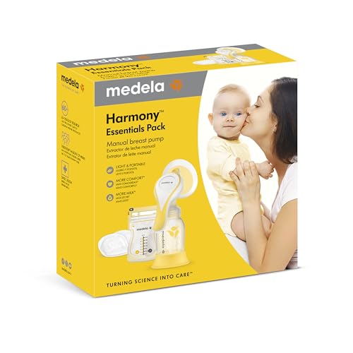 Medela Harmony Essentials Pack Set with Harmony Manual Breast Pump PersonalFit Flex Breast Shield Breast Milk Bags and Nursing Pads Ideal for on the go