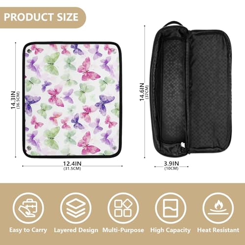 Bolsa de viaje blanca con diseño acuarela mariposa para herramientas de cabello caliente, organizador para planchas, rizadores, secadores y accesorios de peinado miniatura 4