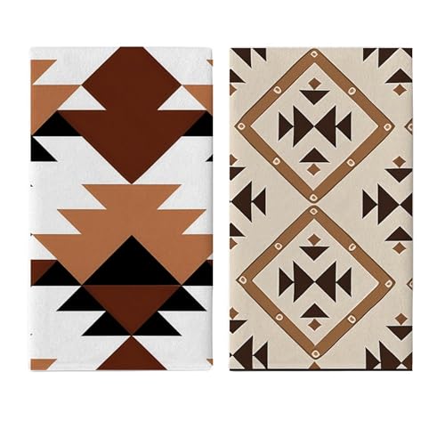 Cxtoweley Aztec Kitchen Towels Set of 2-18x26 Inch Decorative Dish Towels Absorbent Fast Drying, Western Home Decor with Vintage Aztec Printing for Kitchen Bathroom Housewarming Gifts