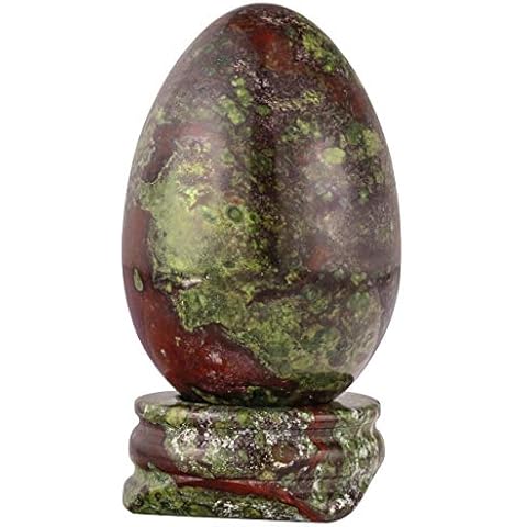 mookaitedecor Dragon Blood Jasper Crystal Egg with Stone Stand, Polished Gemstone Sphere Figurines for Divination and Home Decoration Cover
