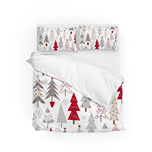 My Daily Christmas Trees Snowflakes Seamless Duvet Cover Set 3 Piece Microfiber Polyester...