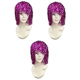 WRITWAA 3 Piezas Peluca De Disfraz Oropel Peluca De Fiesta Púrpura