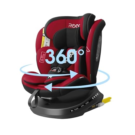 Reecle I-Size 360 Girevole Seggiolino Auto con ISOFIX, 40-150cm(Gruppo 0 + 1/2/3, 0-36 kg), ca. 0-12 anni (Rosso)