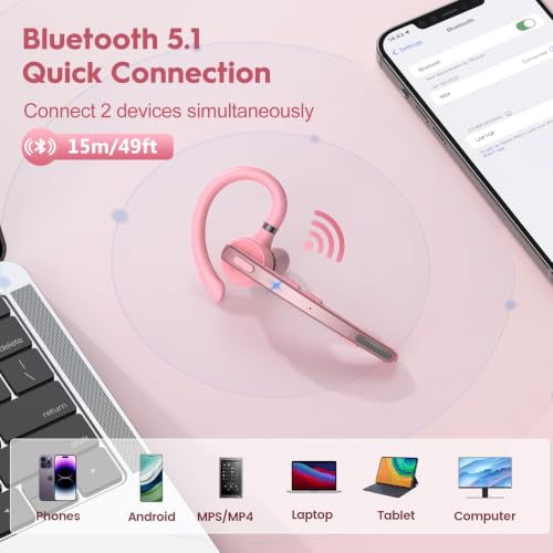 Image of Bluetooth Headset 72H Work Single-Ear Wireless Earpiece for Cell Phone Call