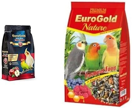 EuroGold Paraket Yem Seti - Deluxe Blend Elmalı 1 Kg + Ballı 750 Gr | 2'li paraket yem seti, elmalı blend, ballı meyveli, çeşitli lezzet