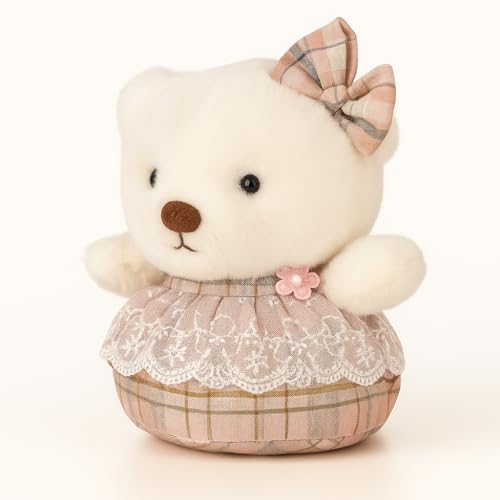 Image of Strawberry Hooded Bunny Plush Toy for Kids | Cute Soft Rabbit Stuffed Animal Doll | Ideal Gift for Girls & Boys (20 cm, White & Pink)