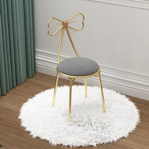 Chaise de maquillage en velours haut de gamme avec dossier papillon Gray1