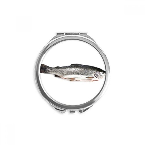 Miroir de poche poisson frais gris rond pour maquillage de voyage de 2,6 pouces