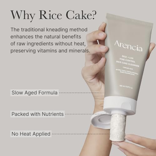 Image of ARENCIA Rice + LHA Pore Control Rice Cake Cleanser with Salicylic Acid - Deep Cleansing, Gentel Exfoliation, All skin types, 5.29 oz