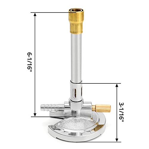 Qwork Lab Bunsen Burner With Flame Stabilizer And Gas Regulator, Threaded Needle Valve, For Lab Heating & Propane & Natural Gas, Heating Tool #TOP5