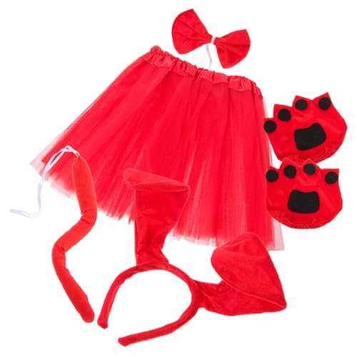 WRITWAA 3 Sätze Dackel Stirnband Dalmatiner Nase Mesh Rock Set faschingkostüme hundeschwanz dog costume Hundenase Hundepflegetisch Marienkäfer Welpenkostüm Cosplay-Versorgung Stoff