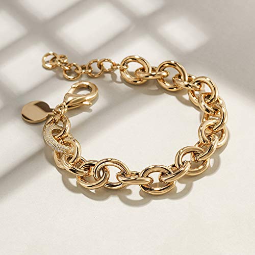 CIUNOFOR Multiple Selection Link Bracelet Designer Brand Inspired Antique Women Jewelry Cable WireVintage Valentine's Day Wide Cuban Curb Link Bracelet Stainless Steel Adjustable Chain for Men and Unisex adults.2