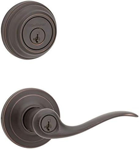 Kwikset 991 Tustin Entry Lever and Single Cylinder Deadbolt Combo Pack featuring SmartKey in Venetian Bronze (99910-041)