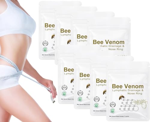 GUUZOGG Bee Venom Nasal Oil Ring Lymphatic Drainage Nose Rings Nasal Diffuser Bee Venom Nose Ring Firming Nasal Oil Ring Nasal Inhaler Accelerate Basal Metabolism (8 Bags/56 Pcs)